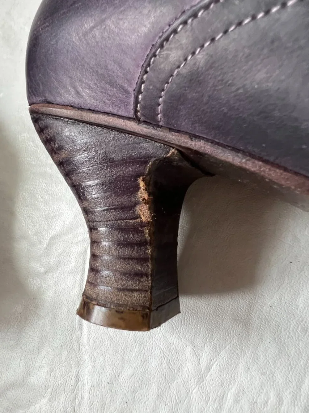 Neosens boots Rococo 799 purple leather button high heel 41 mid calf retro - Picture 11 of 14